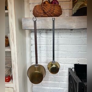 Antique Brass Ladles With Forged Wrought Iron Handles